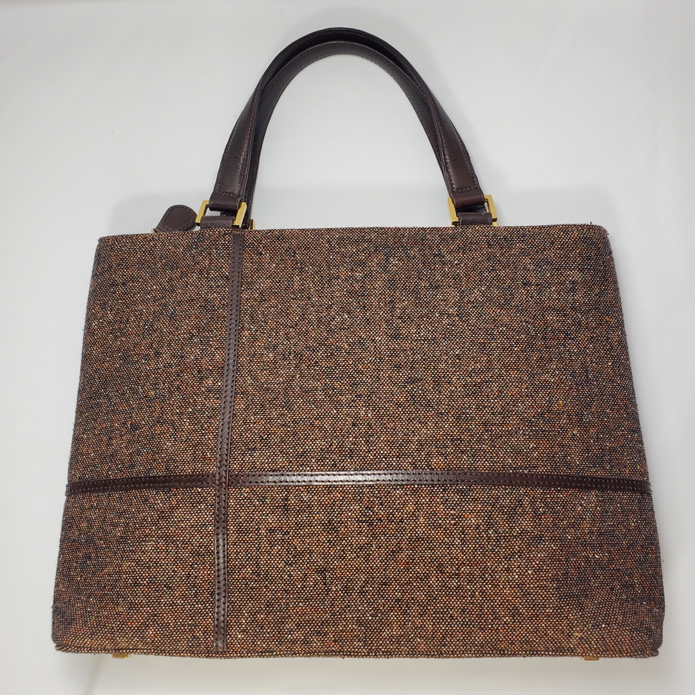 Pre Loved Etienne Aigner Brown Leather/Fabric Hand Held Purse